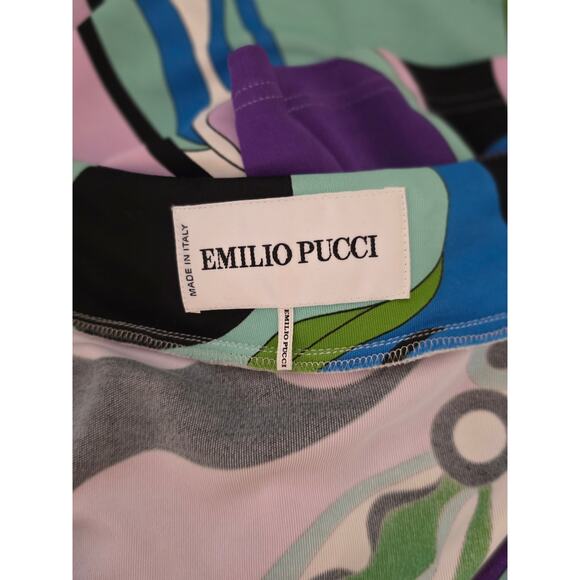 Emilio Pucci Purple Multicolor Signature Print long-sleeved dress 10 sz - Picture 6 of 16